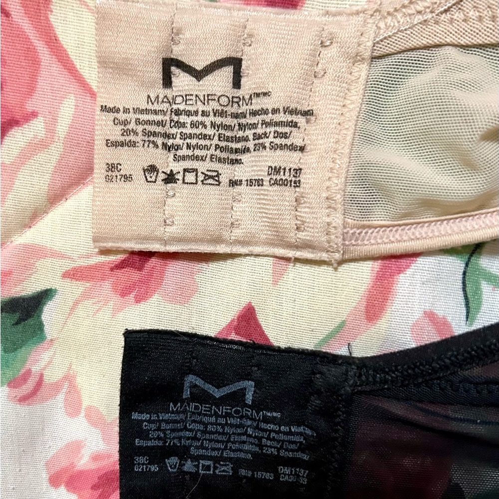 Two Maiden Form bras . One black and one beige, both are size 38C . - Picture 7 of 7